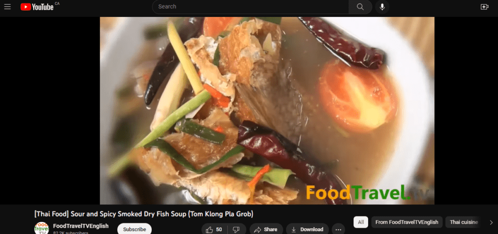 Thai sour and spicy smoked dry fish soup